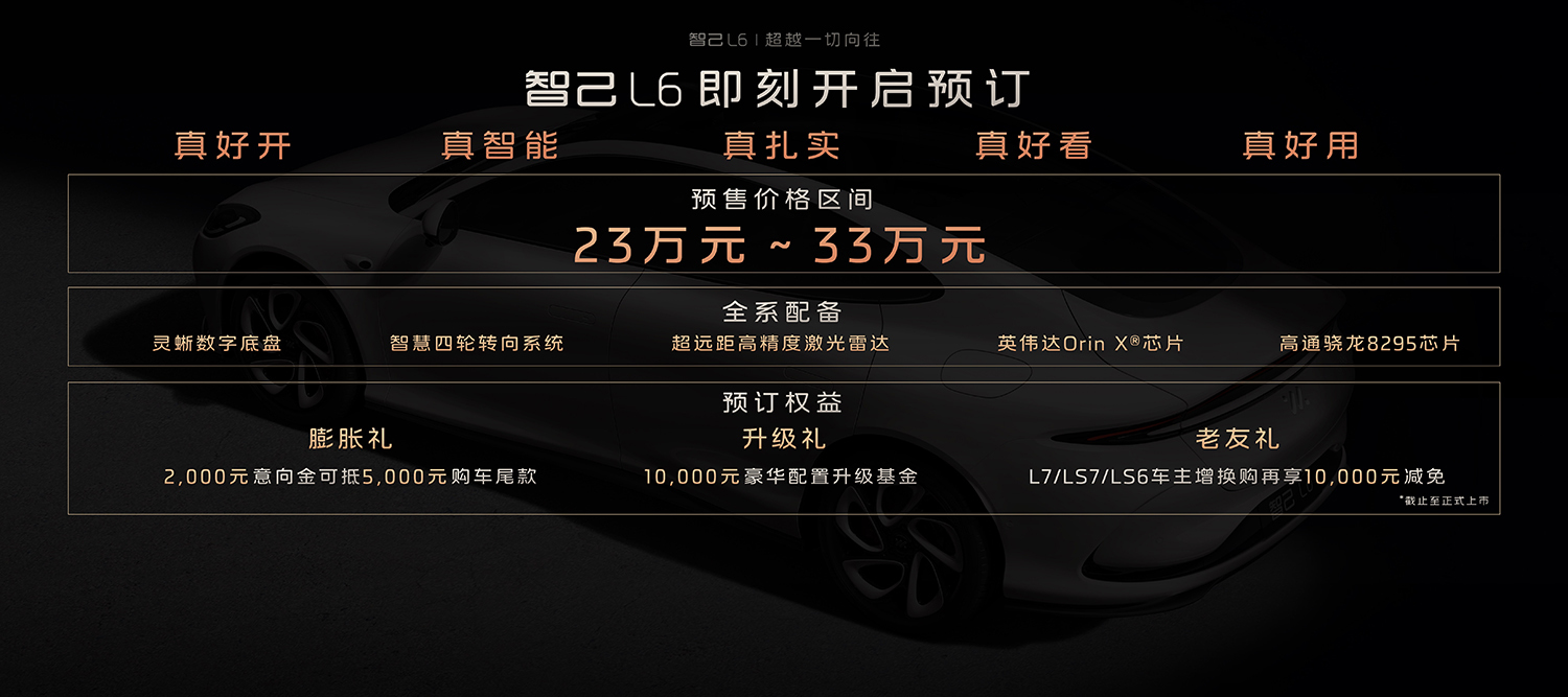 智己L6公布預售價23萬元-33萬元 固態(tài)電池續(xù)航超1000km